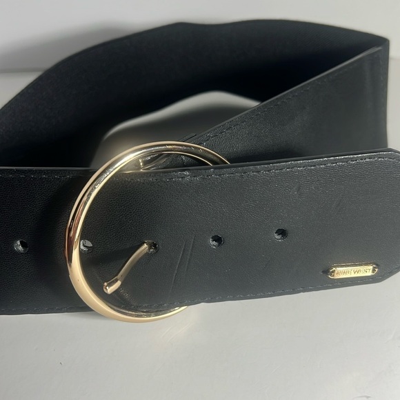 Nine West black elastic belt size M/L - Picture 1 of 7